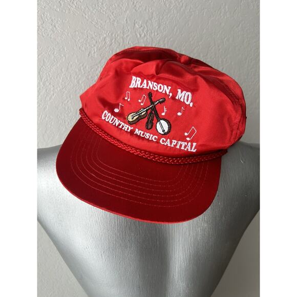 KC Other - Satin Hat Vintage Retro Red Strapback Rope Baseball Cap Missouri Country Music